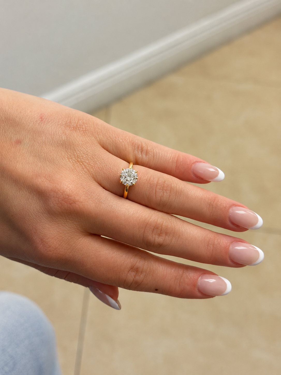 14K Yellow Gold 2.05 CT Lab Grown Round Diamond Hidden Halo Solitaire Engagement Ring