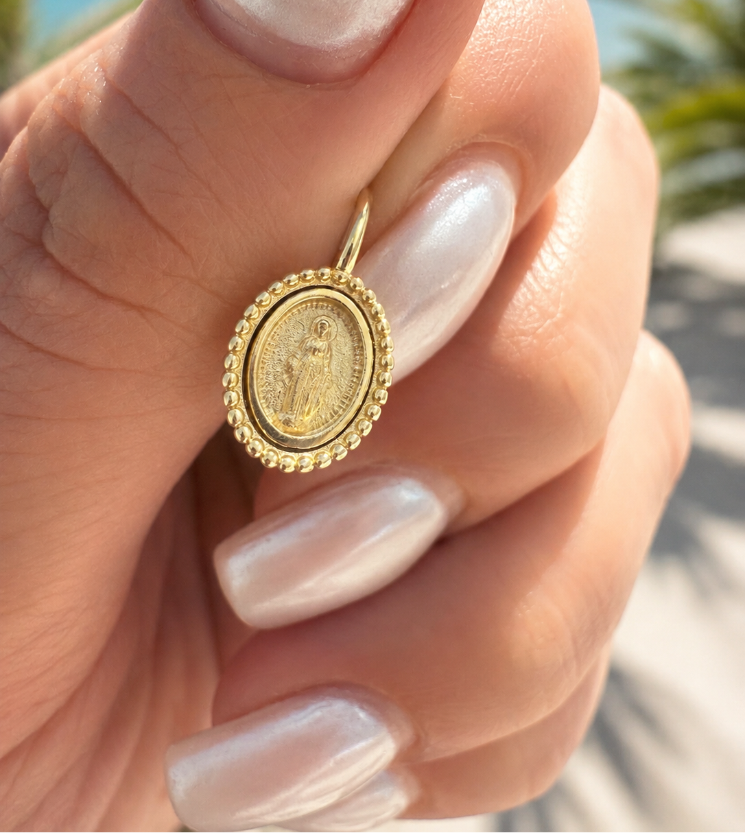 Miniature Beaded Miraculous Medal Pendant