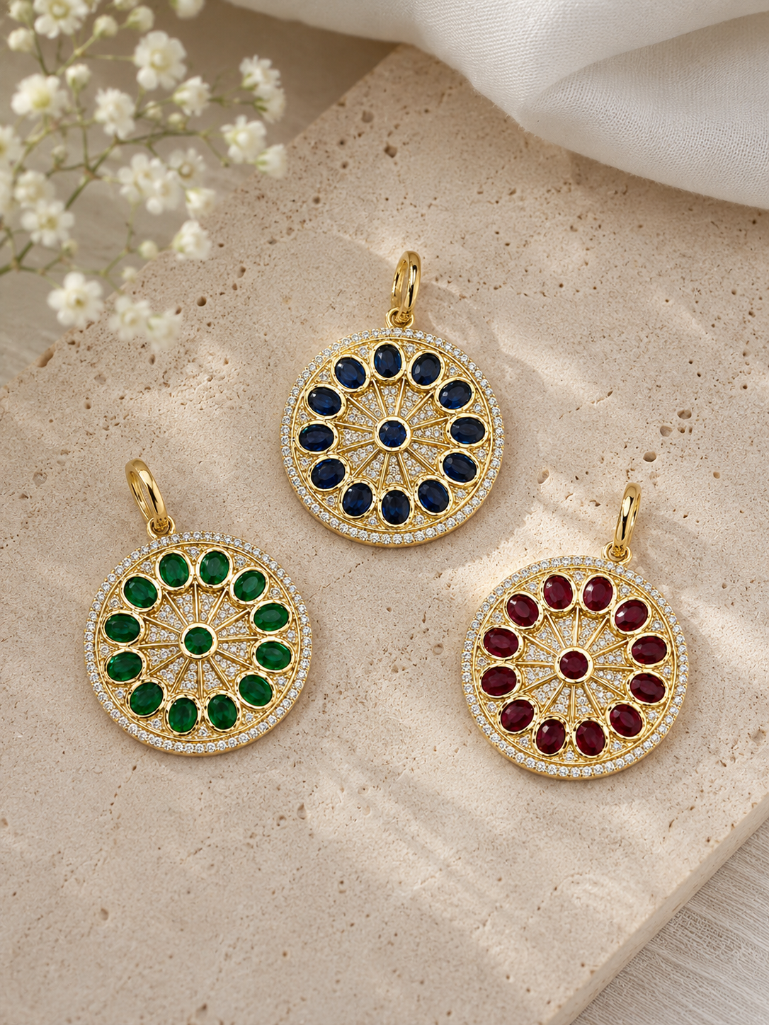 Diamond & Color Stone Mosaic Charm