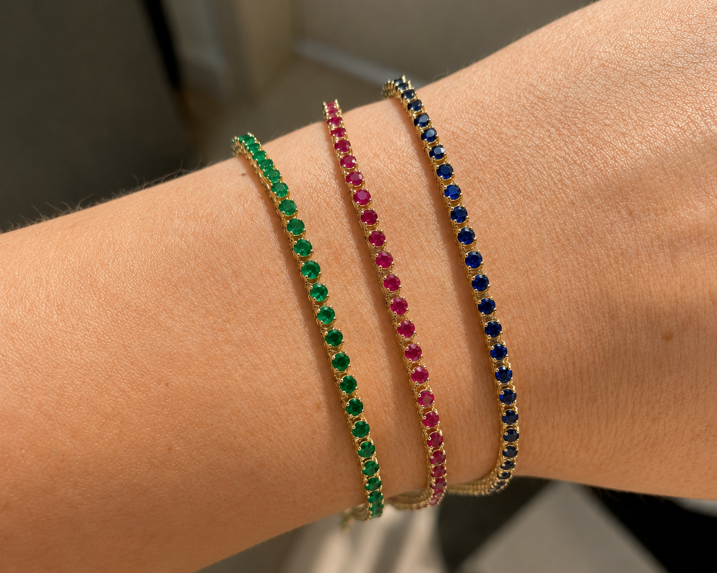Fine Color Stone Tennis Bracelet