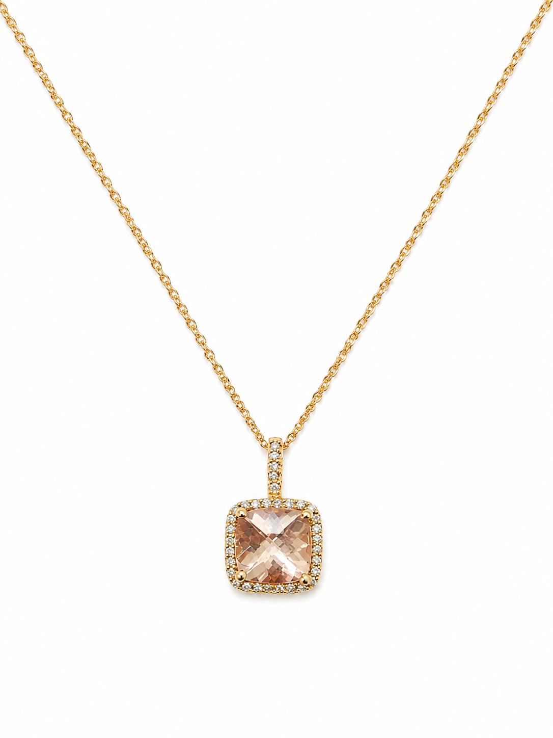Morganite and Diamonds Pendant Necklace