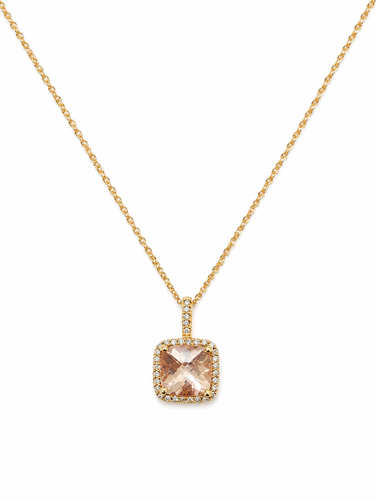 Morganite and Diamonds Pendant Necklace