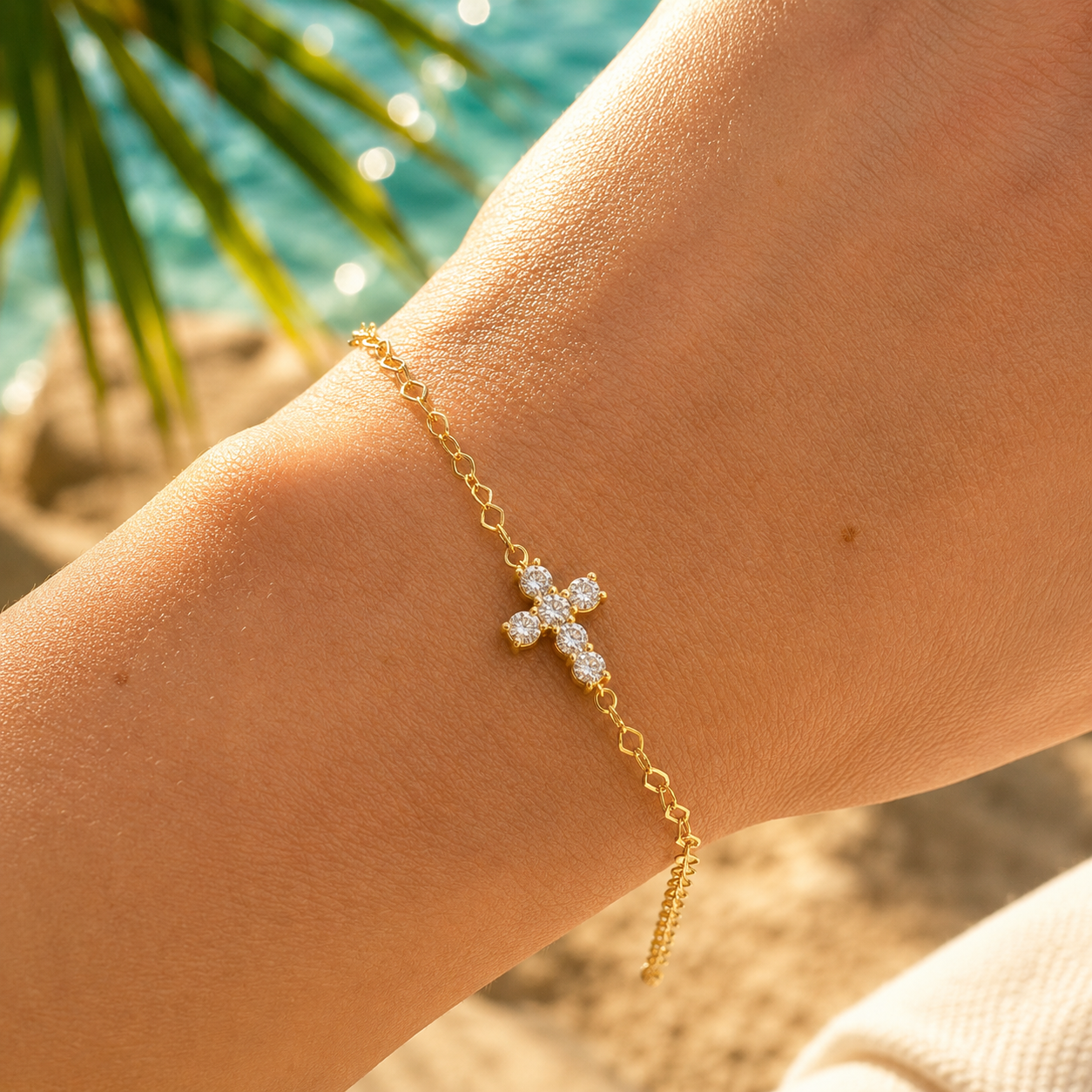 Chunky Small Diamond Cross Bracelet
