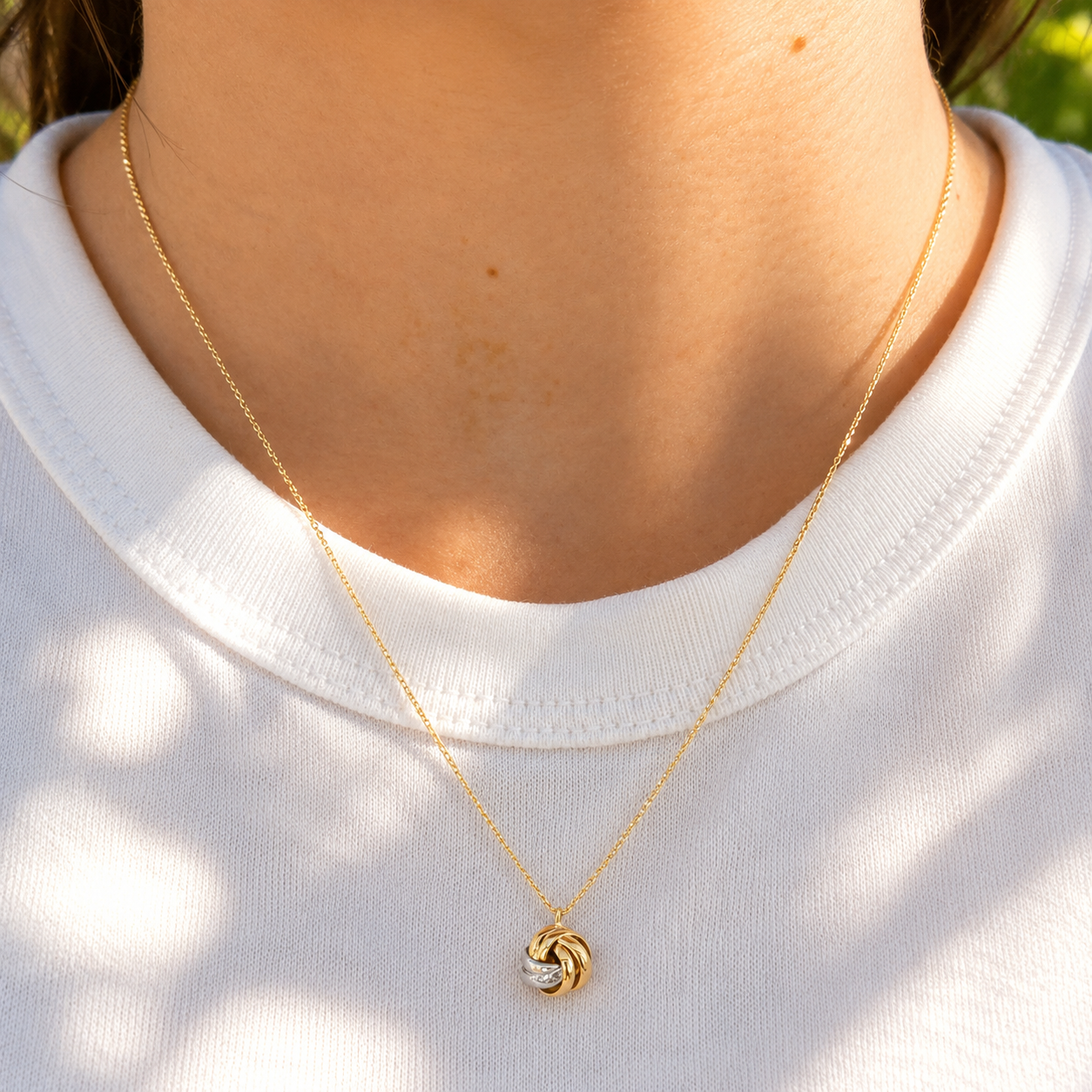 Two-Tone Love Knot Necklace