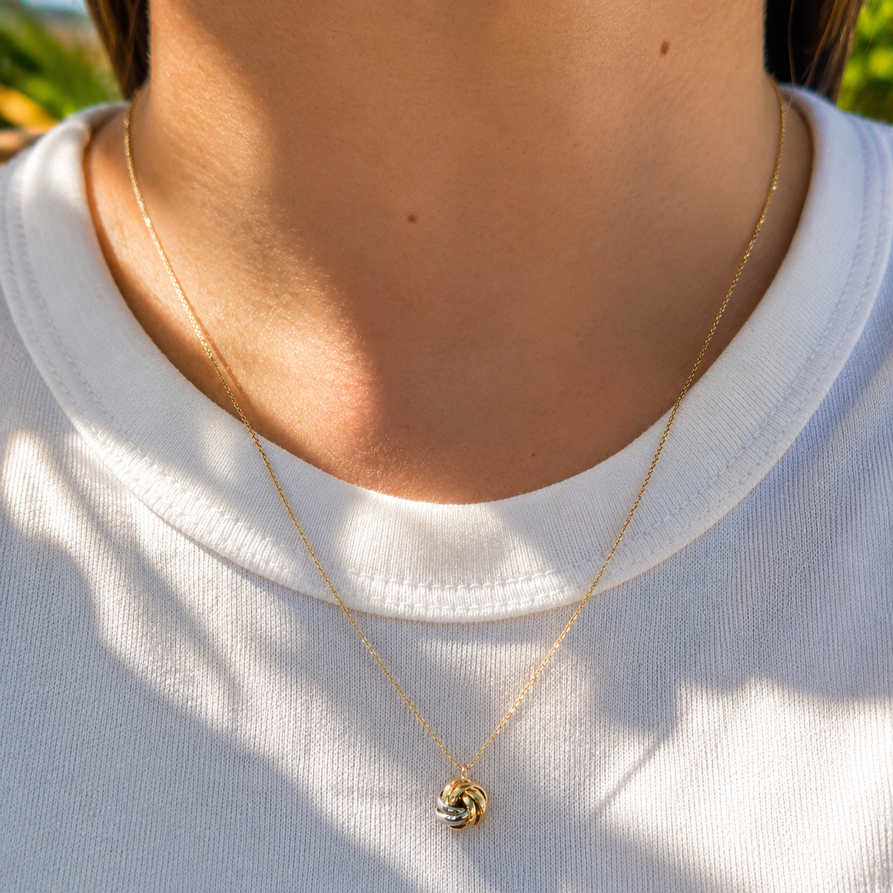 Two-Tone Love Knot Necklace
