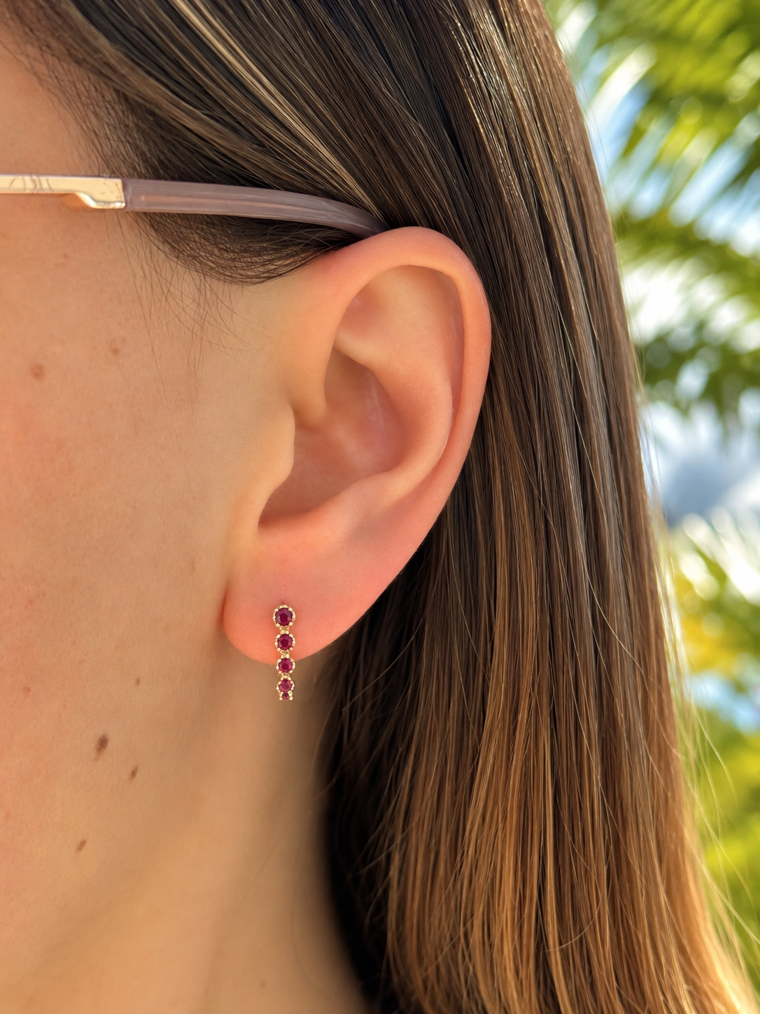 14K Gold Color Stone Radiance Drop Earrings