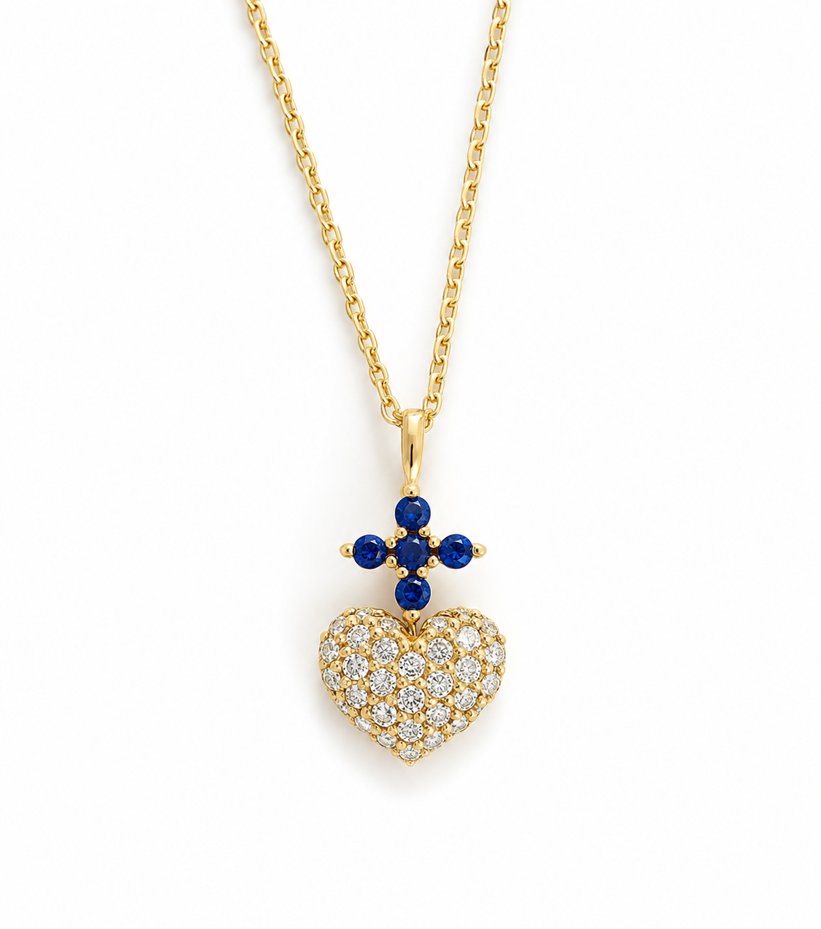 Color Stone Sacred Heart Necklace