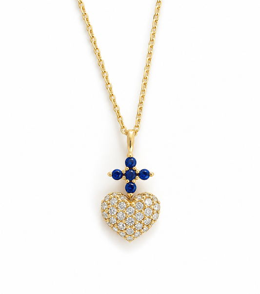 Color Stone Sacred Heart Necklace