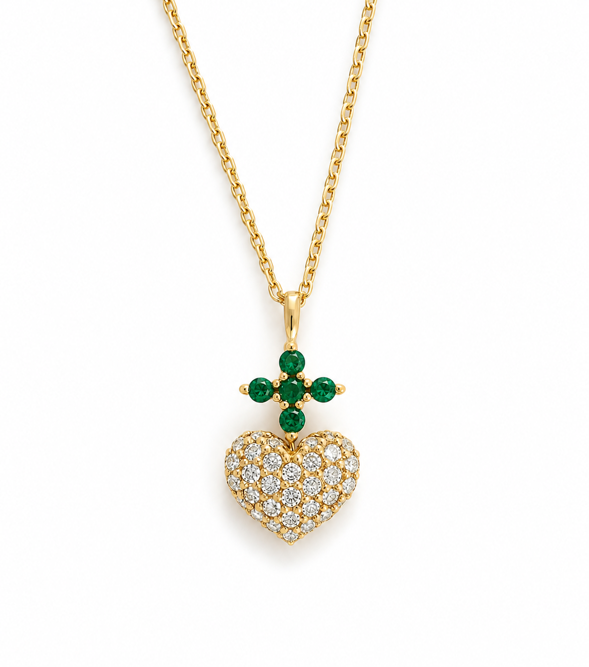 Color Stone Sacred Heart Necklace