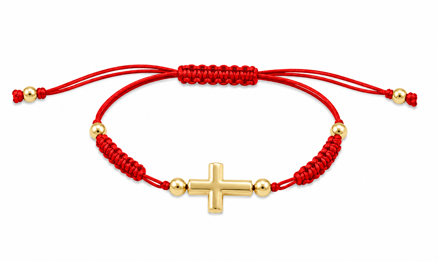 Puff Cross Macrame Bracelet