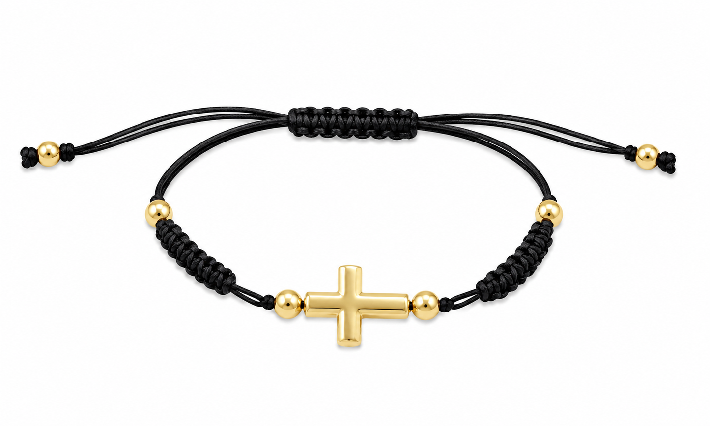 Puff Cross Macrame Bracelet