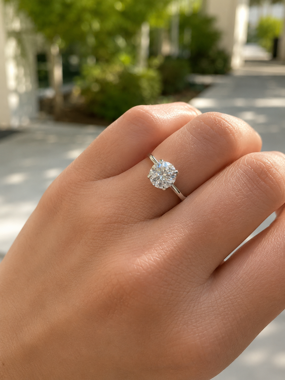 14K White Gold 1.00 CT Lab Grown Round Diamond Tulip Prong Solitaire Engagement Ring