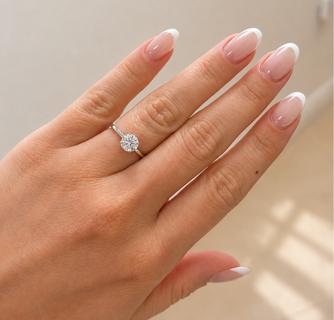 14K White Gold  0.98 CT Lab Grown Round Diamond Solitaire Engagement Ring