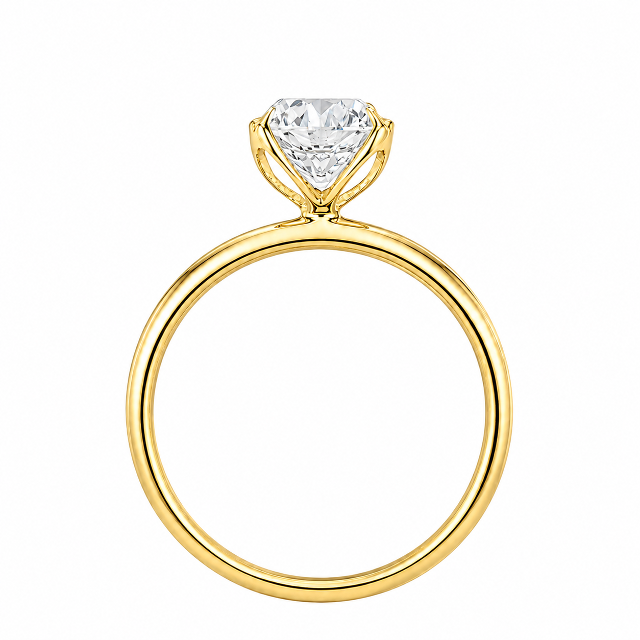 14K Yellow Gold 1.00 CT Lab Grown Round Diamond Solitaire Engagement Ring