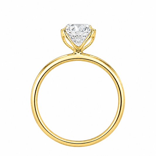 14K Yellow Gold 1.00 CT Lab Grown Round Diamond Tulip Solitaire Engagement Ring