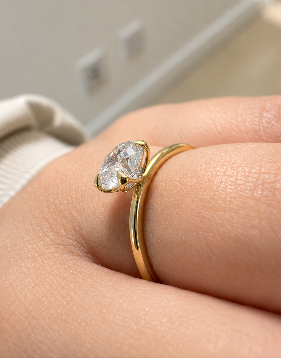 14K Yellow Gold 1.00 CT Lab Grown Round Diamond Solitaire Engagement Ring