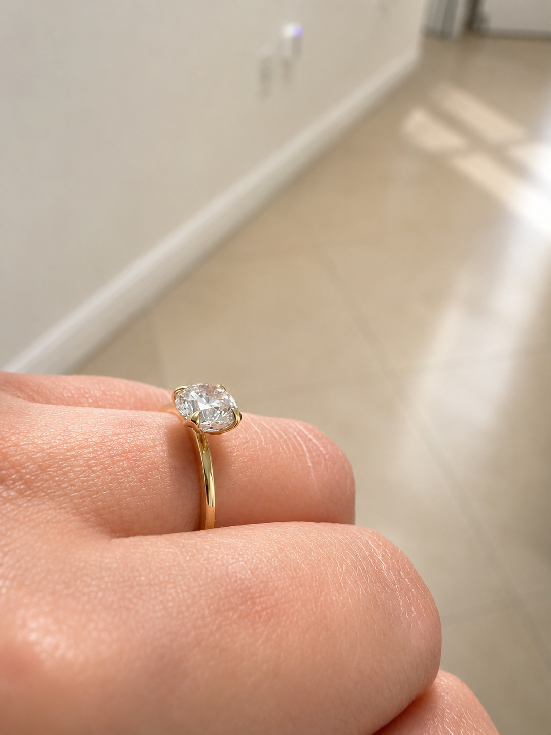 14K Yellow Gold 1.00 CT Lab Grown Round Diamond Solitaire Engagement Ring