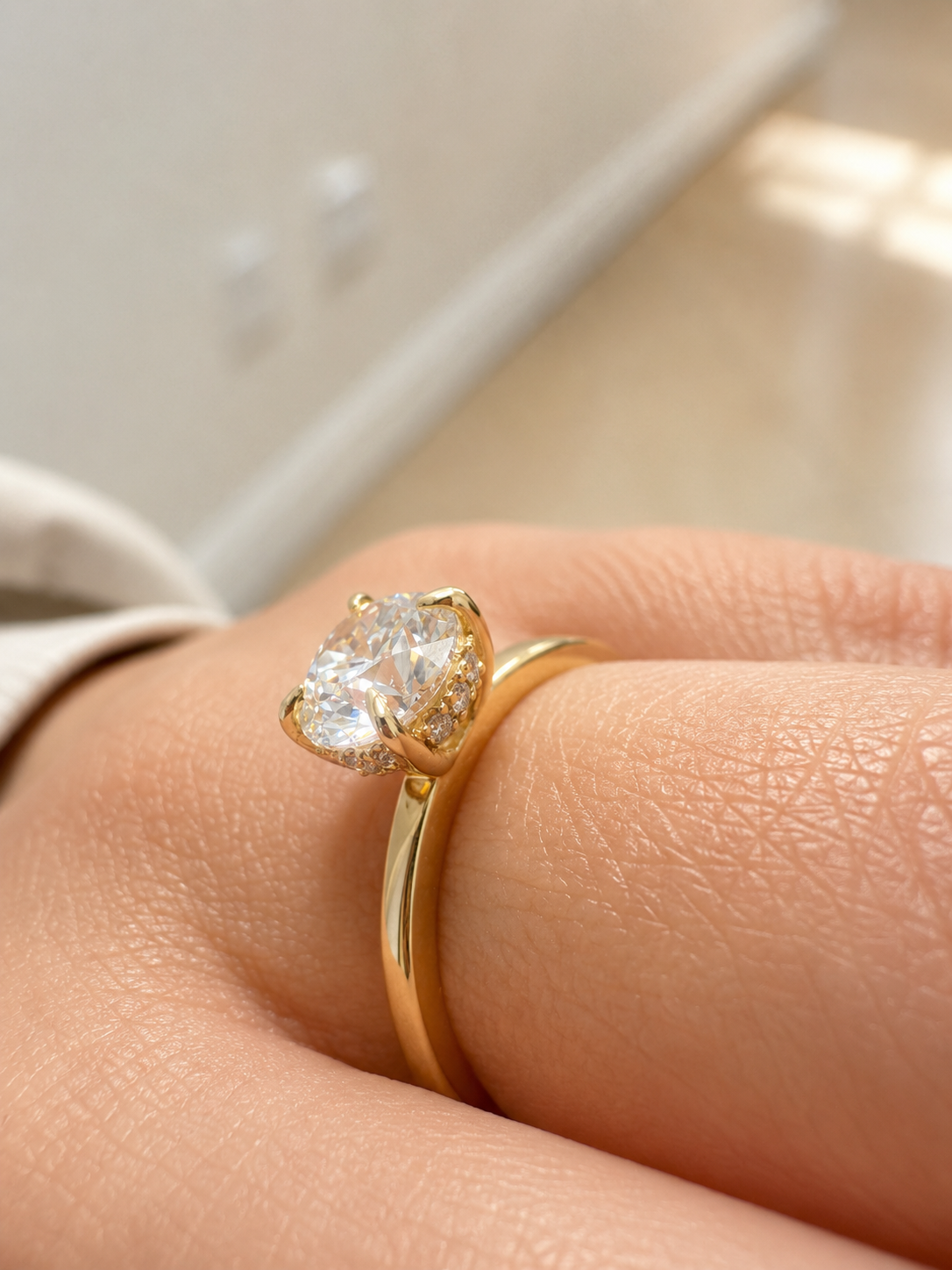 14K Yellow Gold 1.07 CT Lab Grown Round Diamond Solitaire Engagement Ring