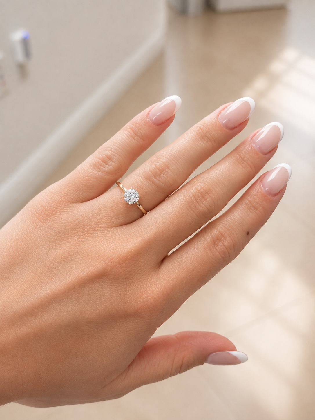14K Yellow Gold 1.07 CT Lab Grown Round Diamond Solitaire Engagement Ring