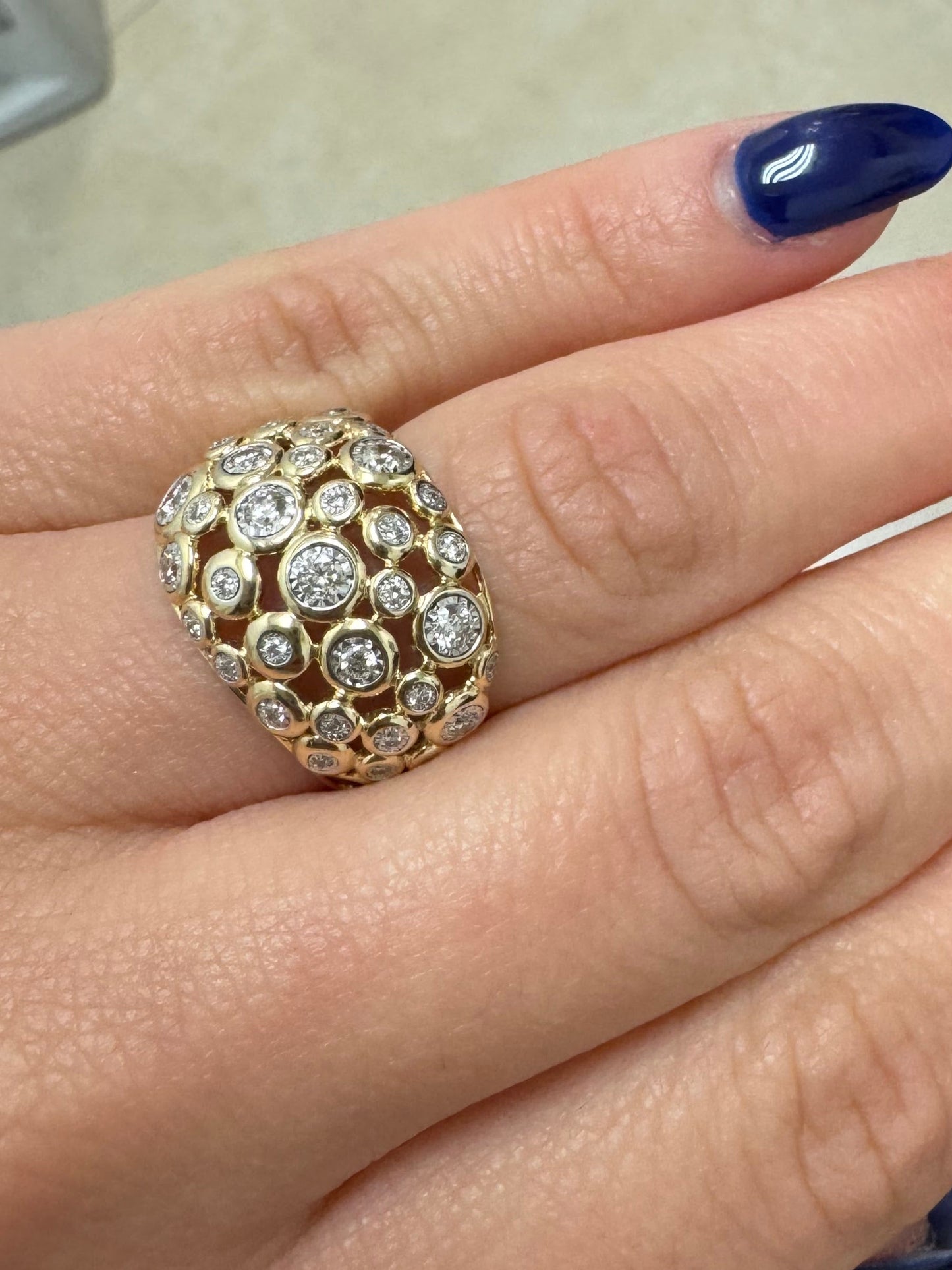 Cobble Stone Large Dome Diamond Ring