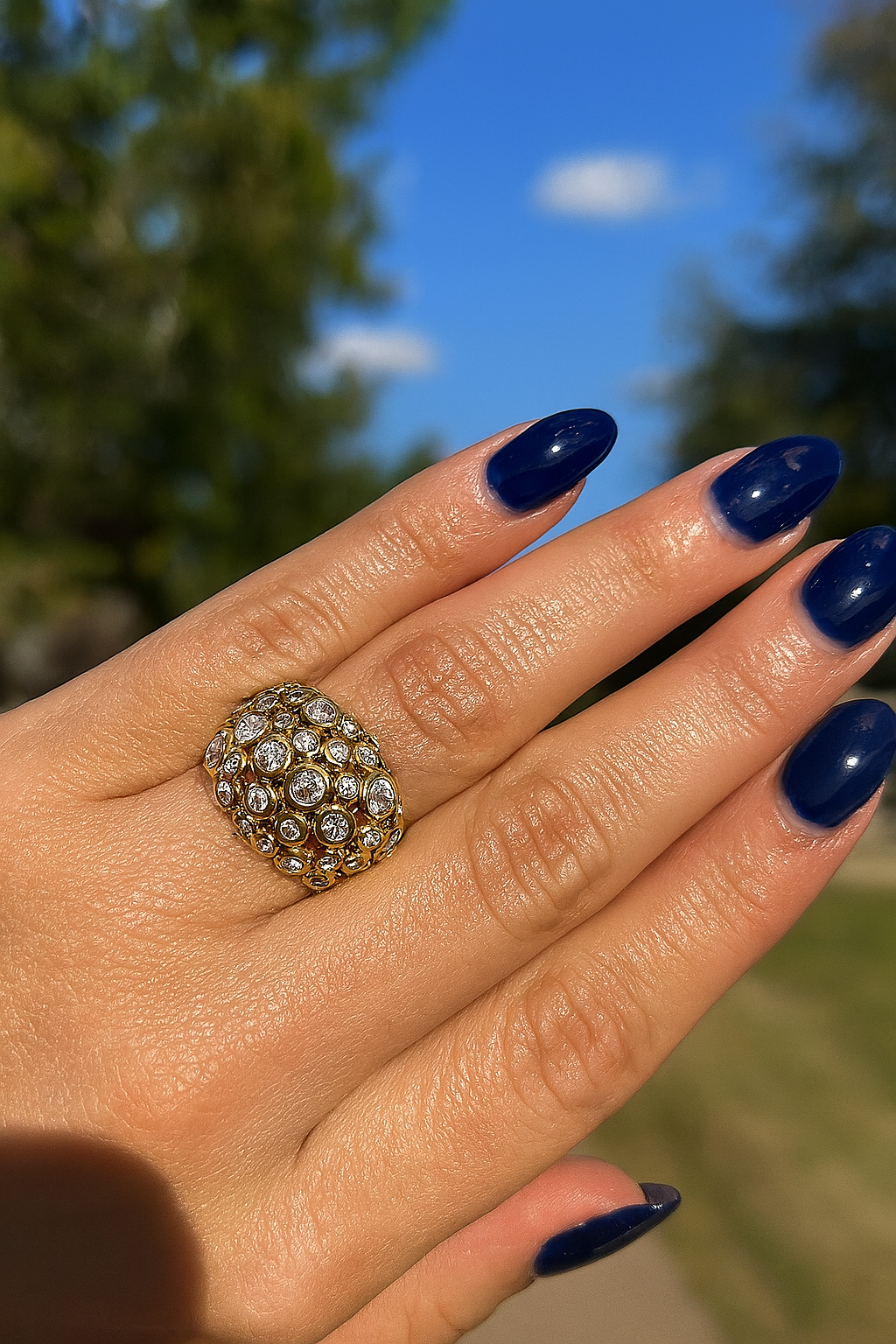Cobble Stone Large Dome Diamond Ring