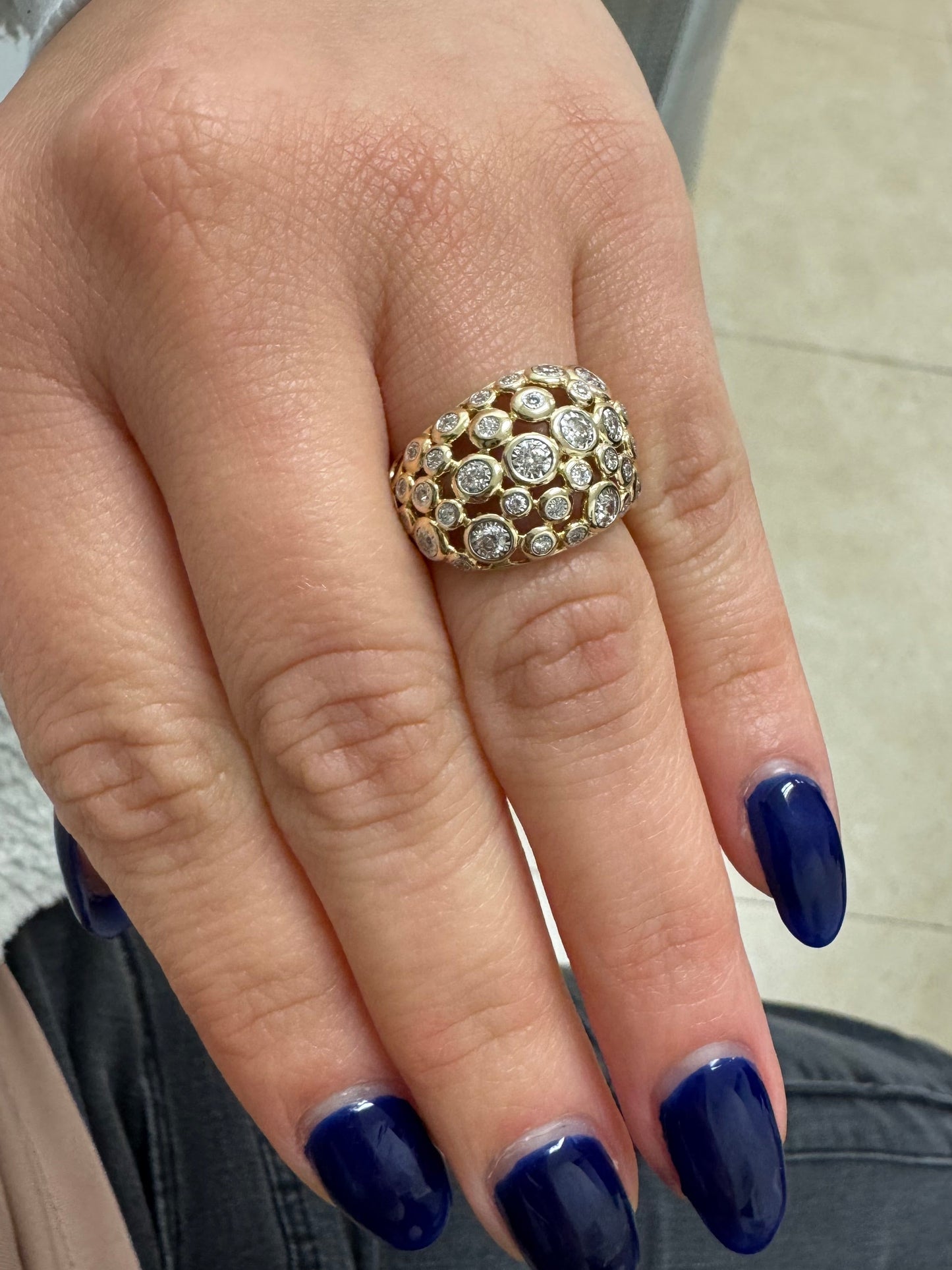 Cobble Stone Large Dome Diamond Ring