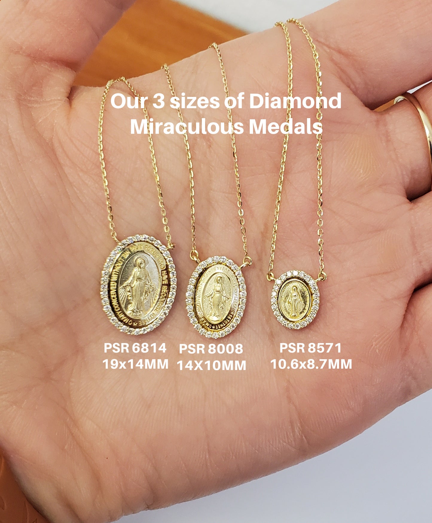 Mini Diamond Miraculous Medal Necklace