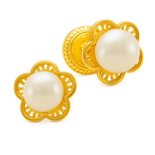 Pearl Flower Design Baby Earrings
