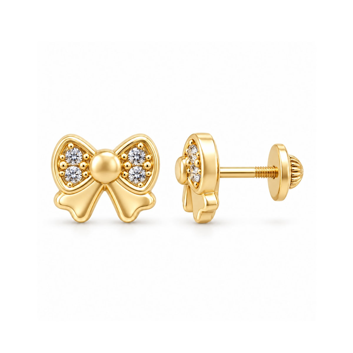 CZ Bow Baby Earrings  5mm