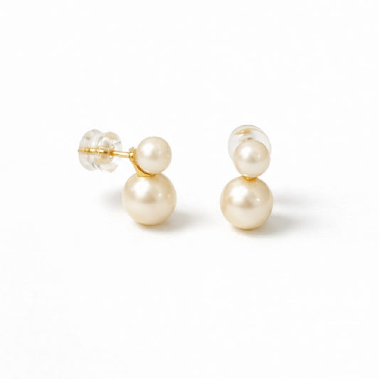 Peek-A-Boo Pearl or Pearl & Turquoise Earrings with Silicone Screwback