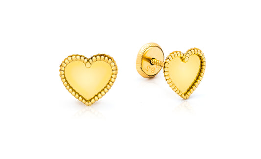 Beaded Border Heart Stud Baby Earrings