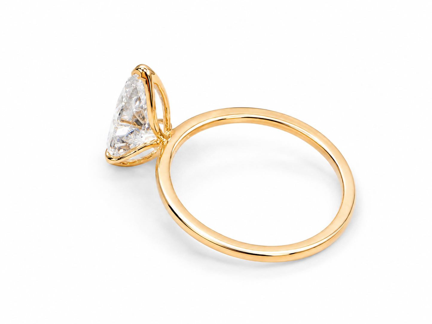 14K Yellow Gold 2 CT Lab Grown Pear Diamond Tulip Prong Solitaire Ring