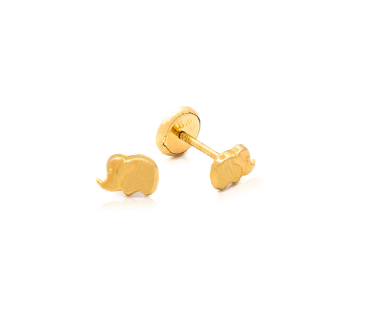 14K Gold Miniature Elephant Baby Earrings