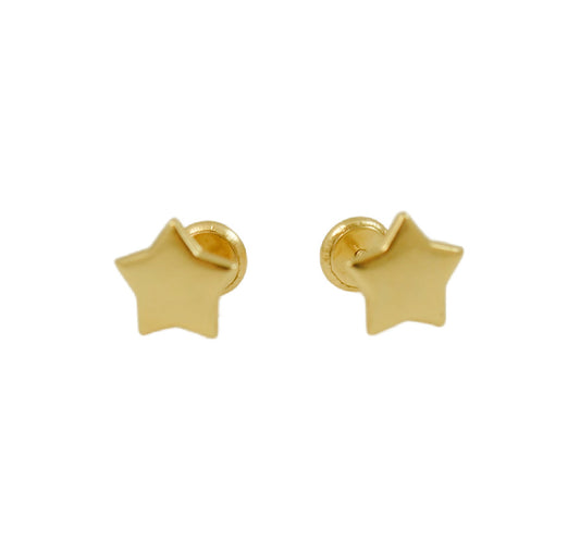14K Gold High polish Star Earrings