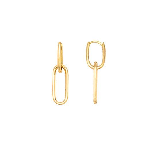 Paper Clip Huggie Earring 14K Gold