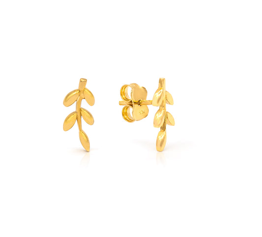 Simple Leaf Stud Earring in 14 Karat Gold