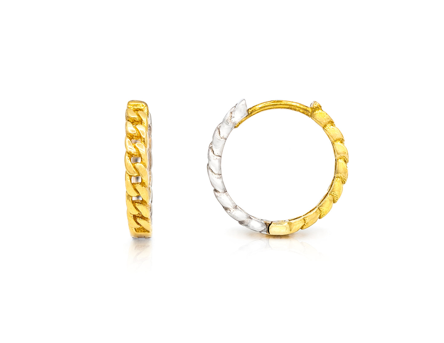 Curb Link Two-Tone Huggie Earrings