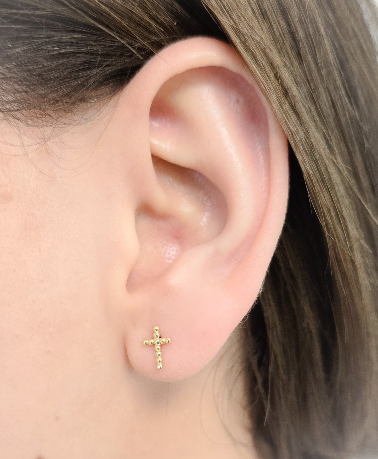 Miniature Bead Cross Earring