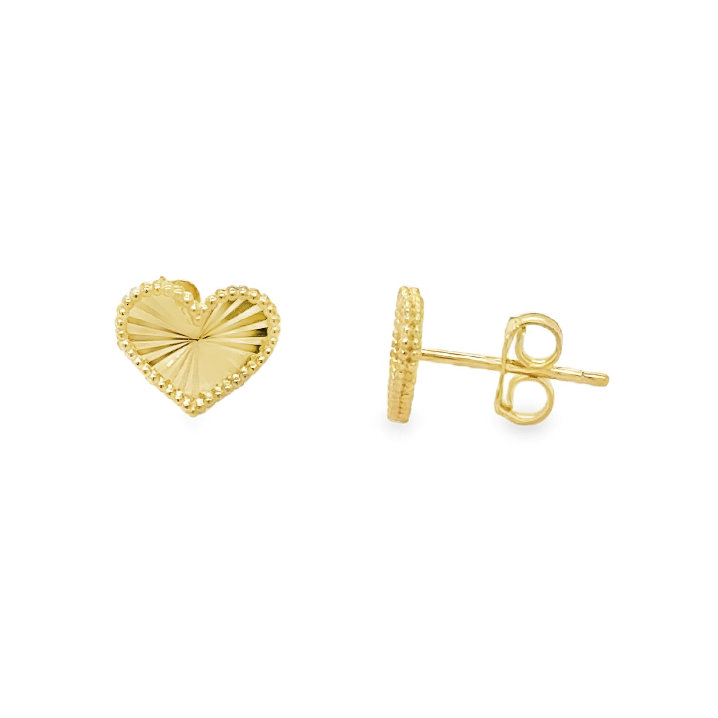 Radiant Gold Beaded Heart Earrings