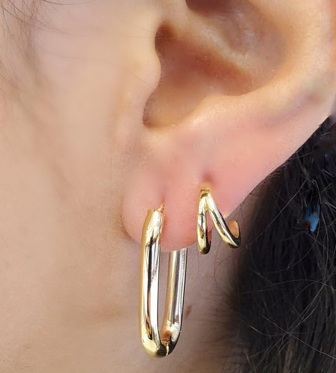 Split V Half Round Hoop Post Earrings