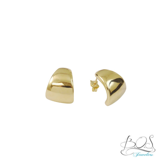 14K Gold Dome Shape Electro Form Earrings