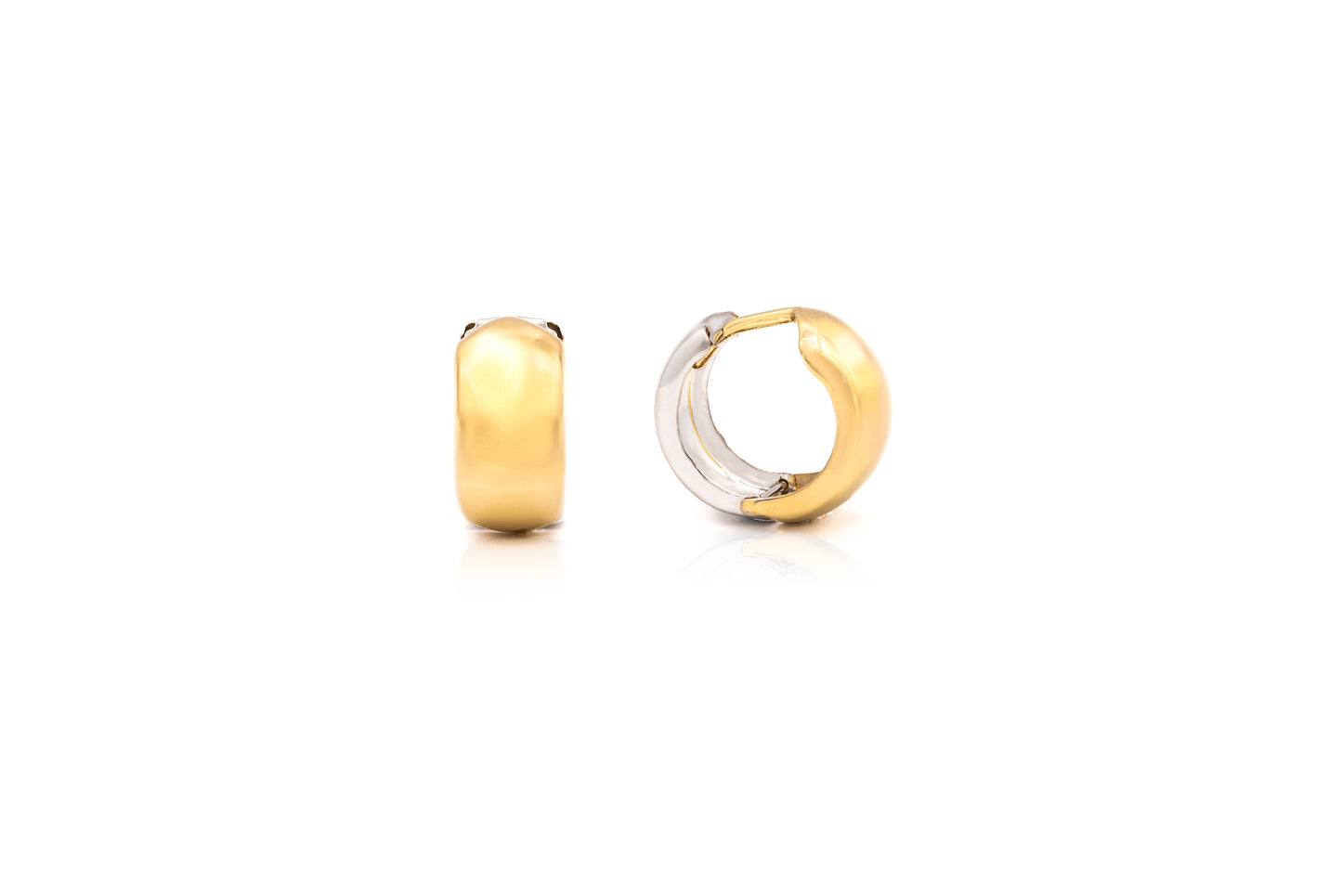 14k Gold 7mm Two tone Thick Huggies