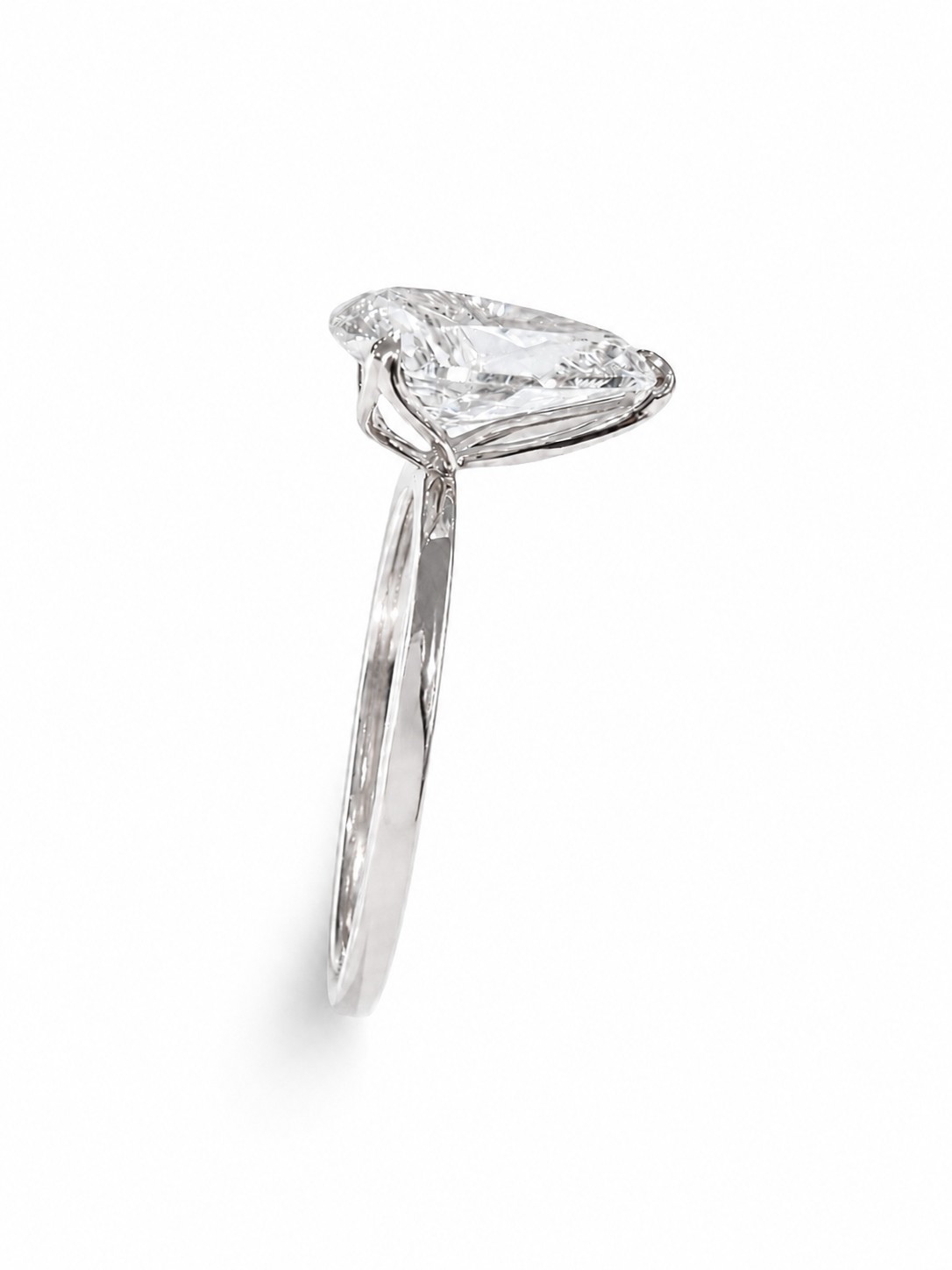14K White Gold 1.99 CT Lab Grown Pear Diamond Tulip Prong Solitaire Ring