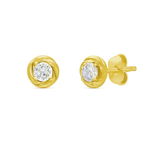 Classic Cubic Zirconia Bezel Stud Earrings