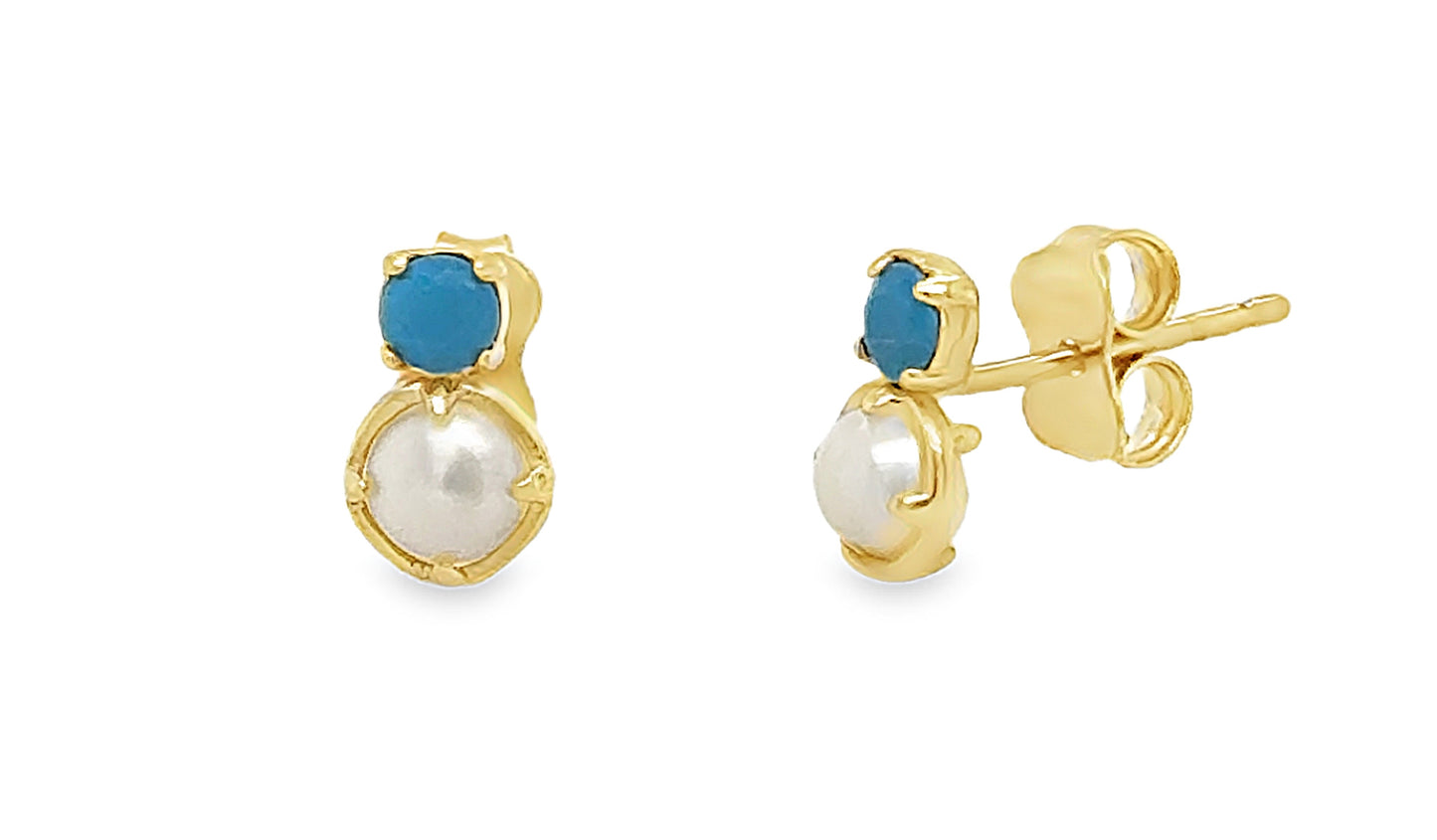 Duo Pearl And Turquoise Crawler Earring