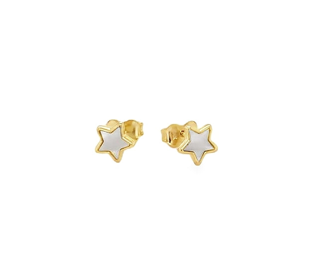 Fine Bezel Star Mother of Pearl Stud Earrings