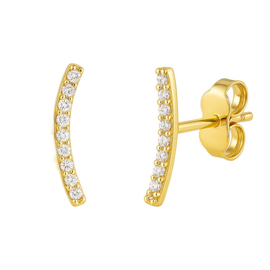 CZ Curved Bar Stud Earrings
