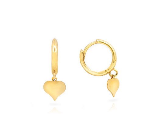 Dangling Heart Huggie Earrings