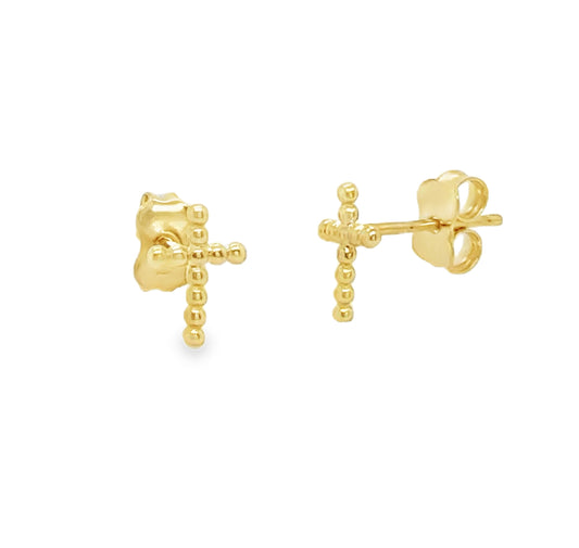 Miniature Bead Cross Earring