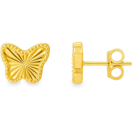 Radiant Gold Beaded Butterfly Earrings